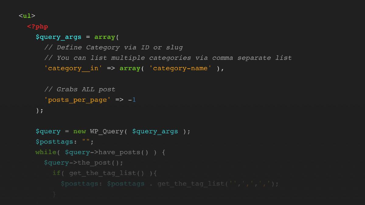 Category-Specific Tags List in WordPress